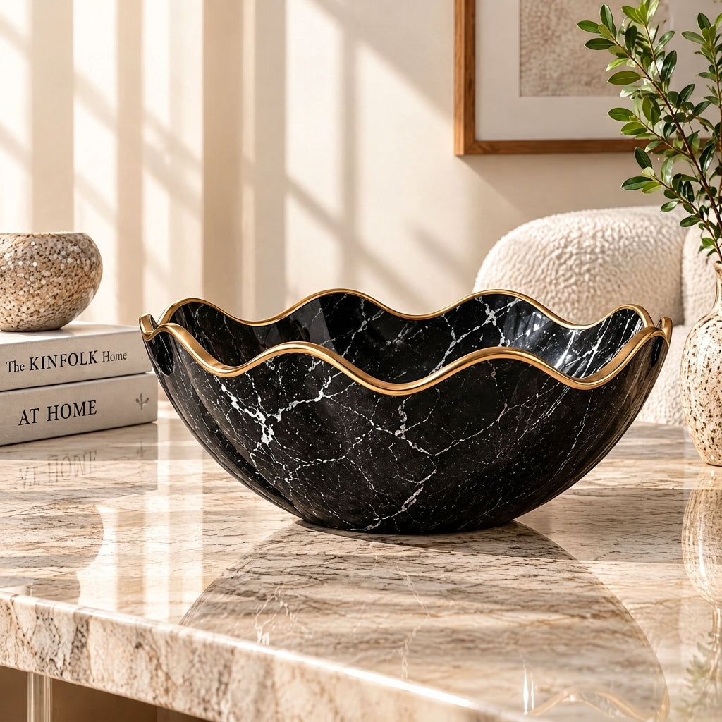 Doreqis™ Sculpted Marble Wave Bowl