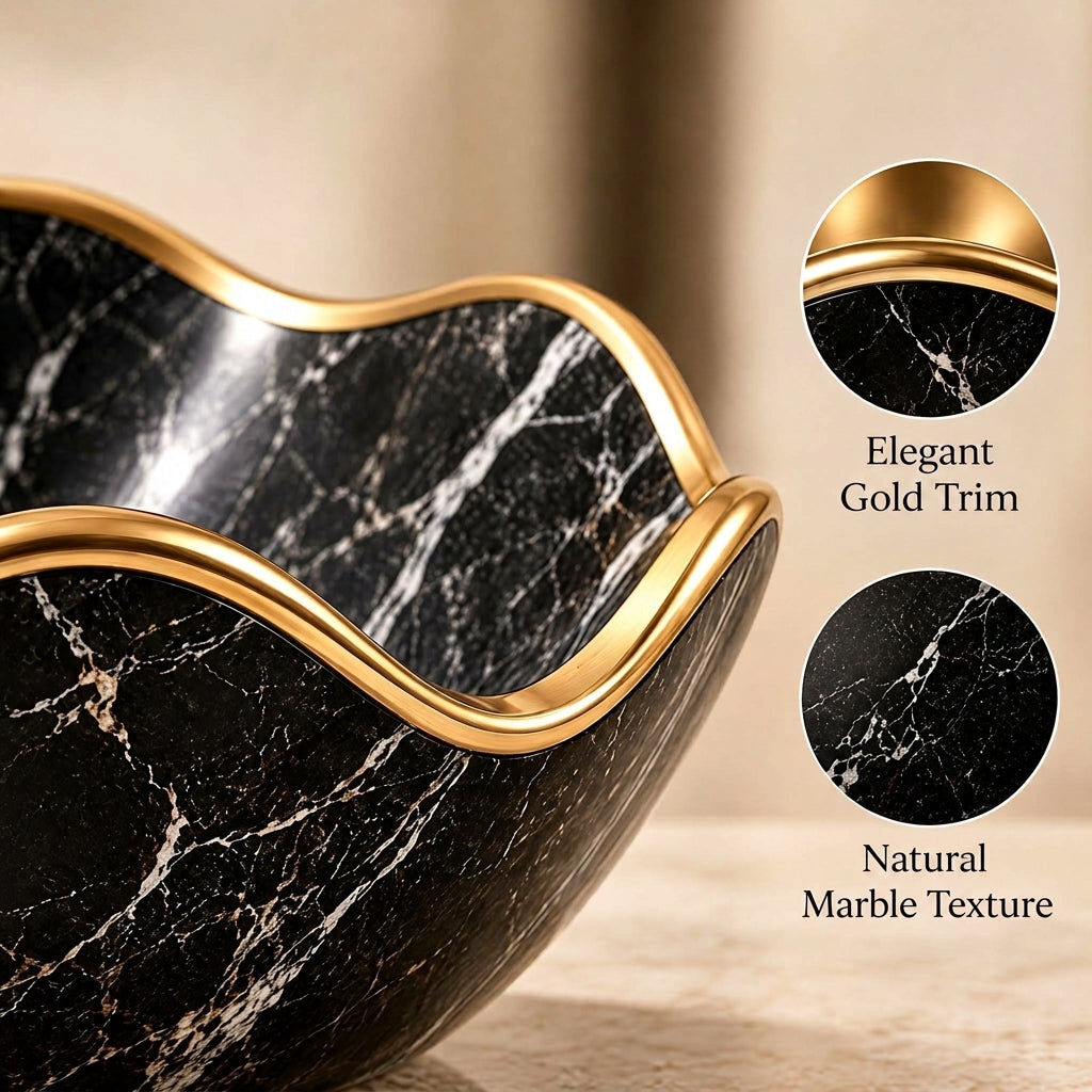 Doreqis™ Sculpted Marble Wave Bowl