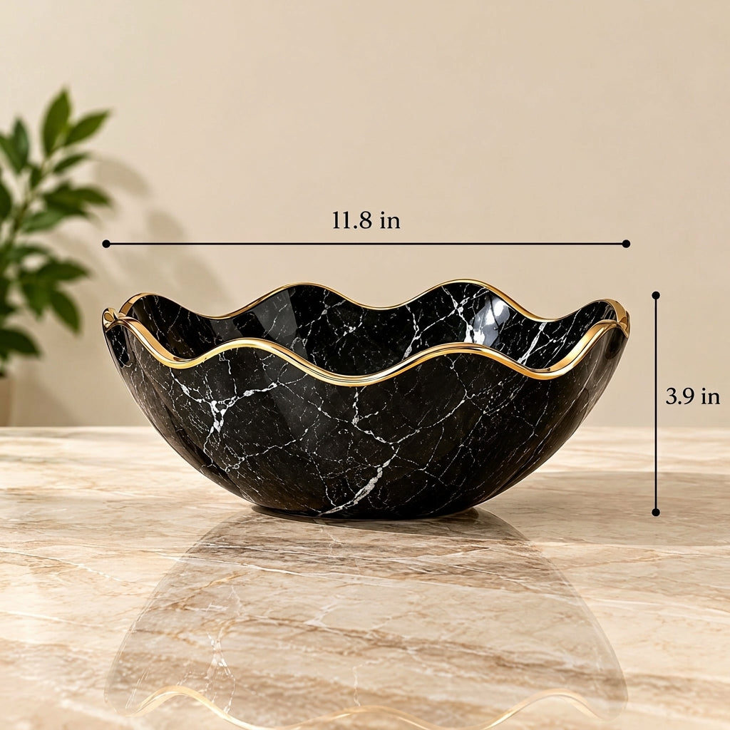 Doreqis™ Sculpted Marble Wave Bowl