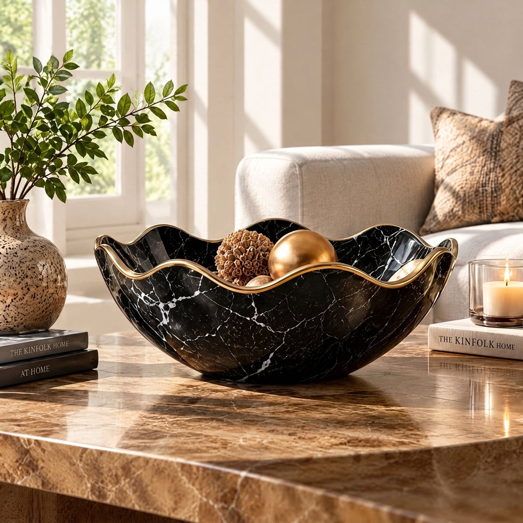 Doreqis™ Sculpted Marble Wave Bowl