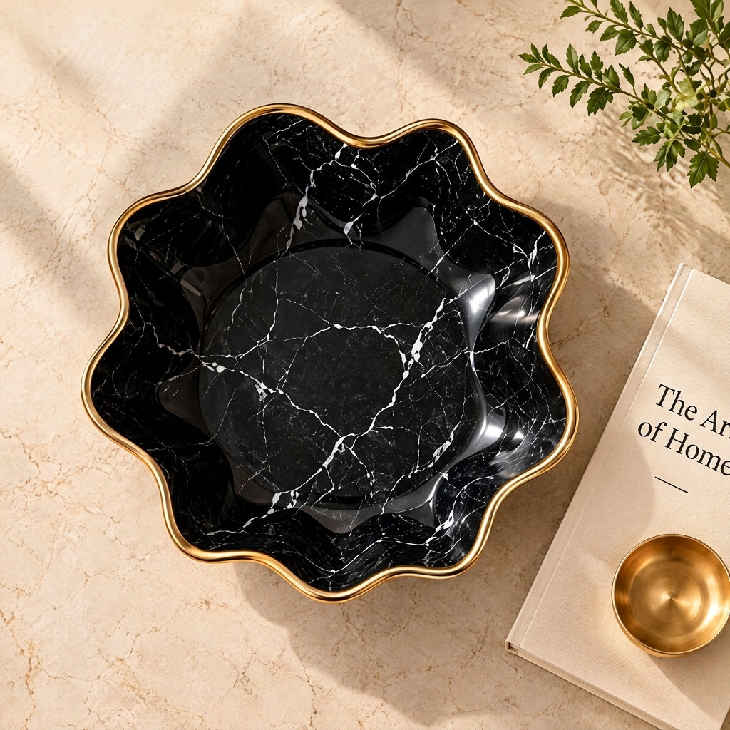 Doreqis™ Sculpted Marble Wave Bowl