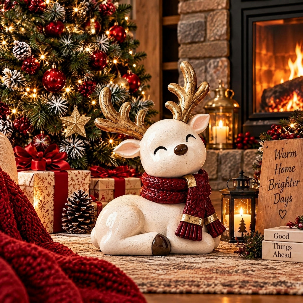 Doreqis™ Cozy Reindeer Sculpture